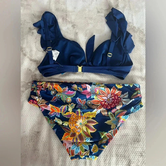 Bleu Rod Beattie Rufflicious Underwire Bikini Top Size 8 Bottom Size 6 - Picture 7 of 9